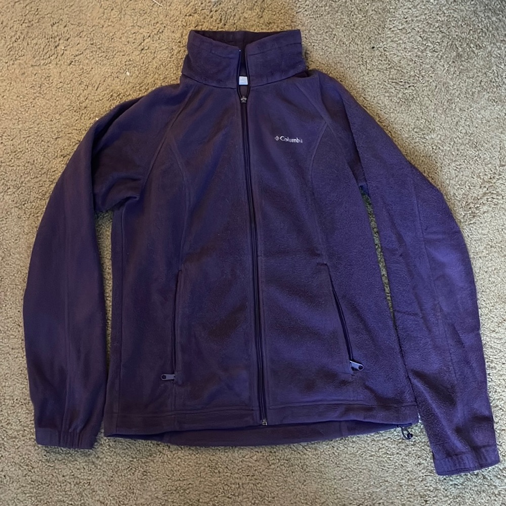 Columbia full zip purple fleece jacket, size M